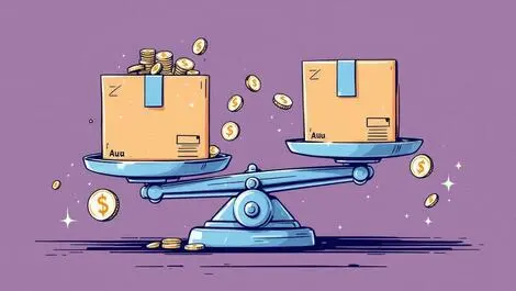 Cardboard delivery boxes weighed on scale with coins rising shipping costs australian online retailers