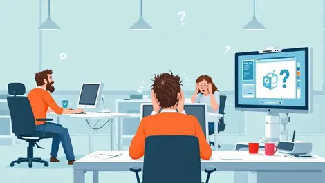 British office workers frustrated with computers robot ai unused uk