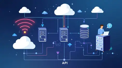 Interconnected cloud servers data streams technical experts api optimization support