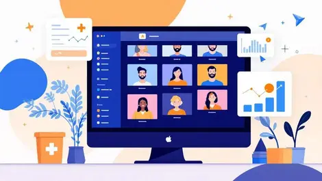 Ai powered digital asset management screen with thumbnails faces charts