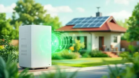 Modern white network device green energy waves australian suburban house solar panels sustainability broadband