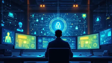 2026 control room ai cyber security analyst quantum network night