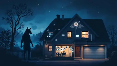 Smart home night scene shadowy fox iot cyber espionage threat