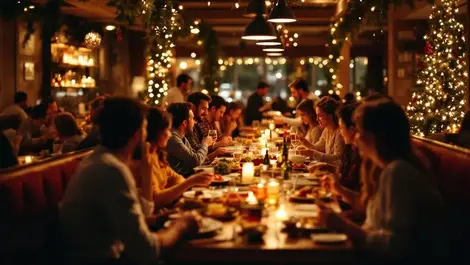 Australian christmas restaurant crowded festive dining night