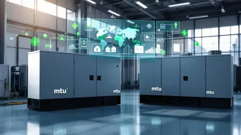 Mtu industrial backup generators german facility green icons