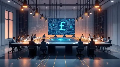 Uk boardroom ai investment vs small factory output glowing data