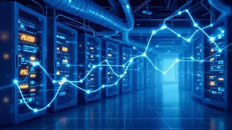 Modern data centre liquid cooled server racks prediction flow