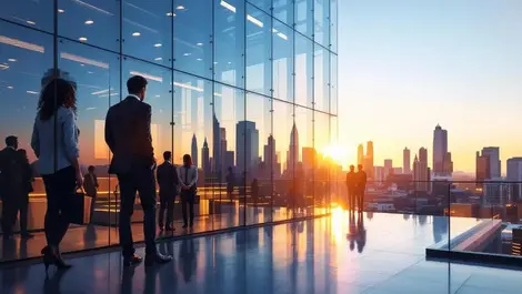 Sunrise glass office tower sydney melbourne reflection insurance