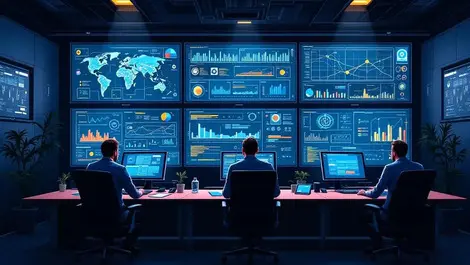 Msp security operations center analysts monitoring threat dashboards